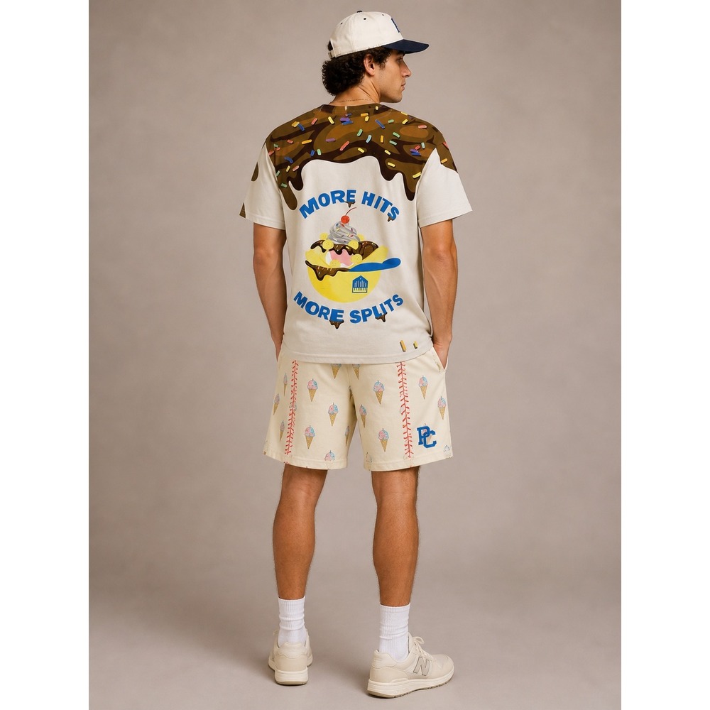 Plate Crate More Hits More Splits Ice Cream Graphic Tee Mens Small Cream Brown
